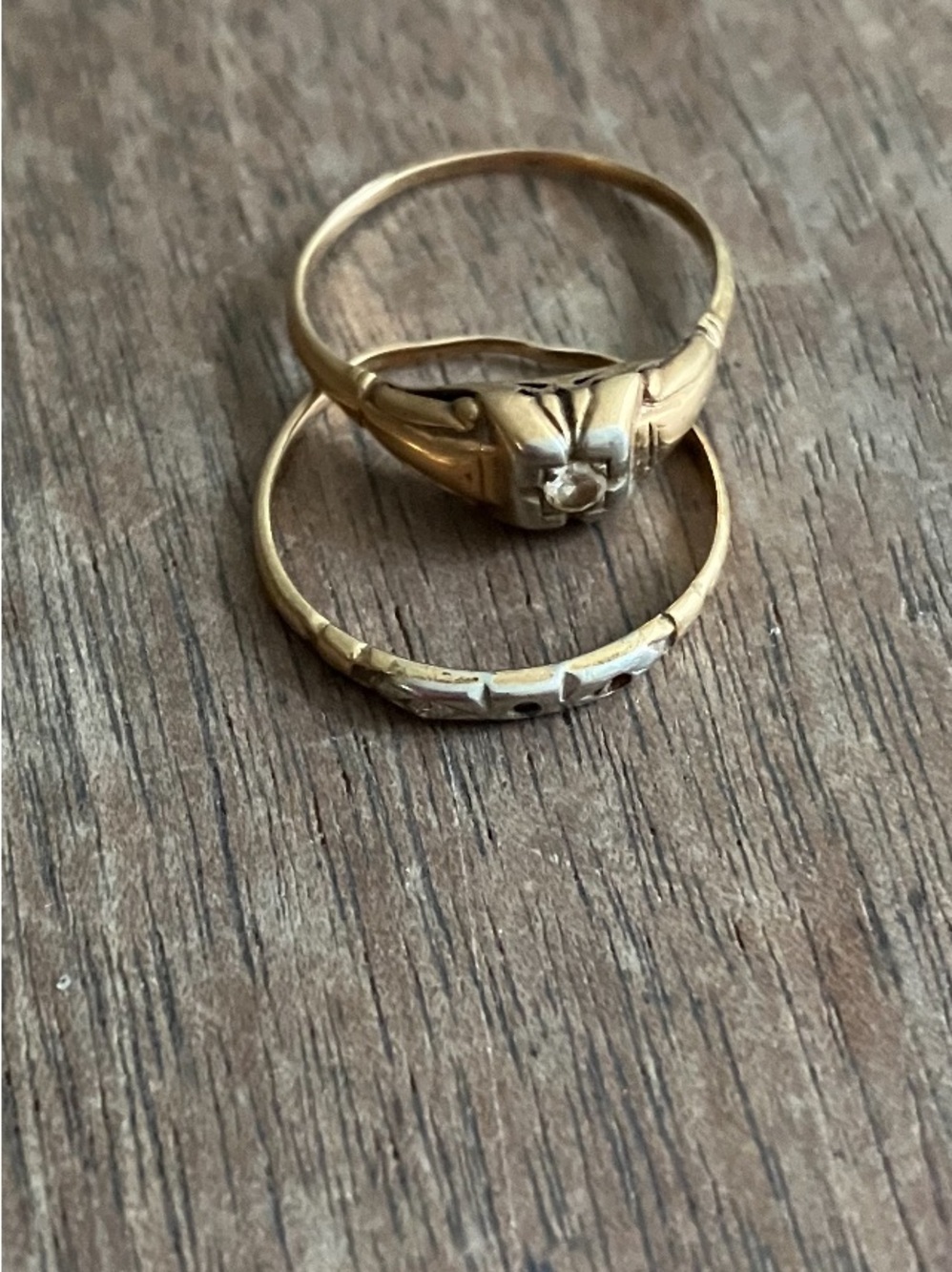 Vintage-Inspired Gold Tone Stacking Rings - Set of 2